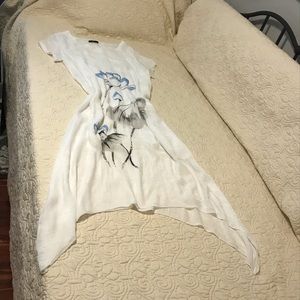 Boho Maxi dress or beach cover up handkerchief hem